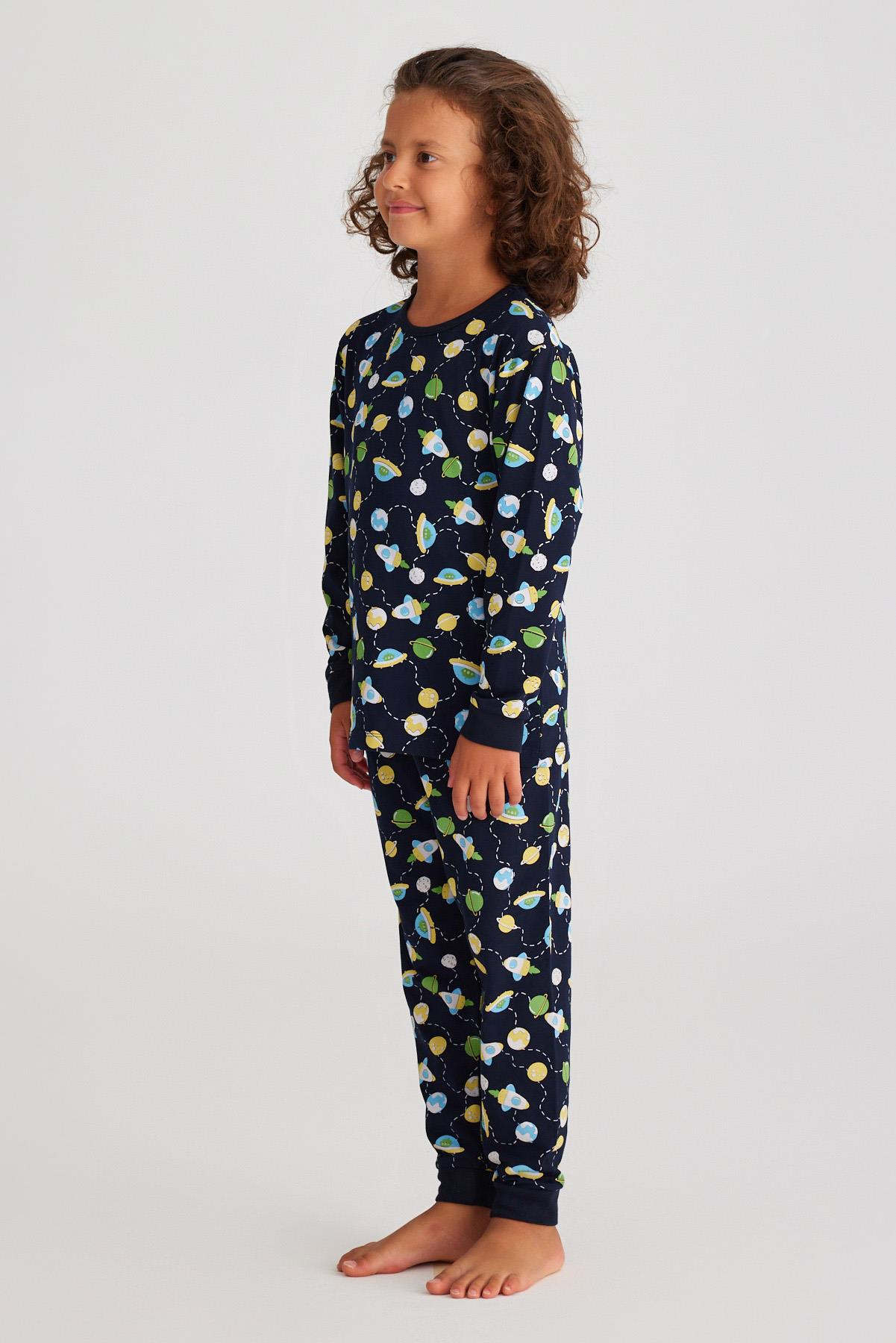 Space Erkek Çocuk Pijama Takımı Lacivert