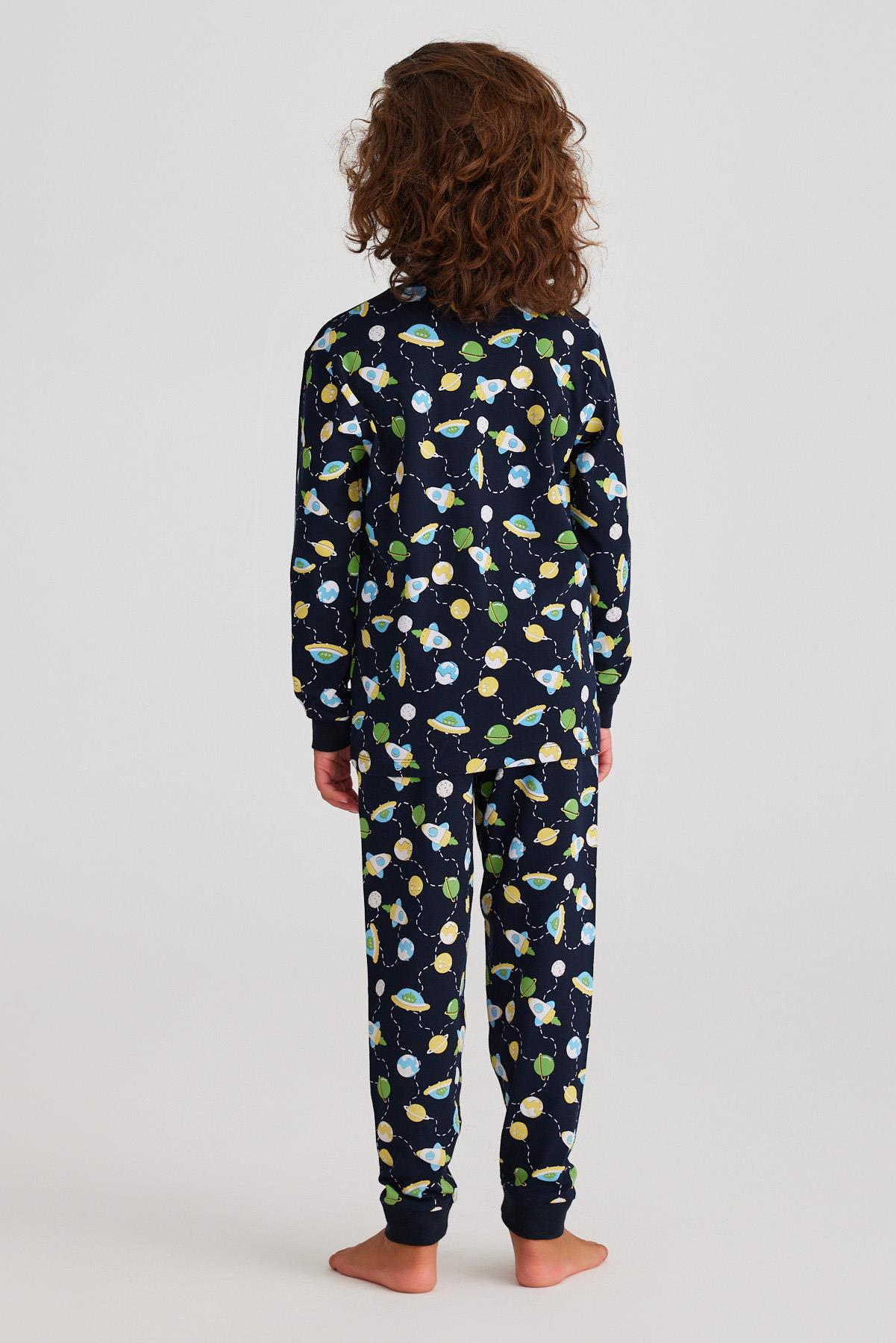 Space Erkek Çocuk Pijama Takımı Lacivert