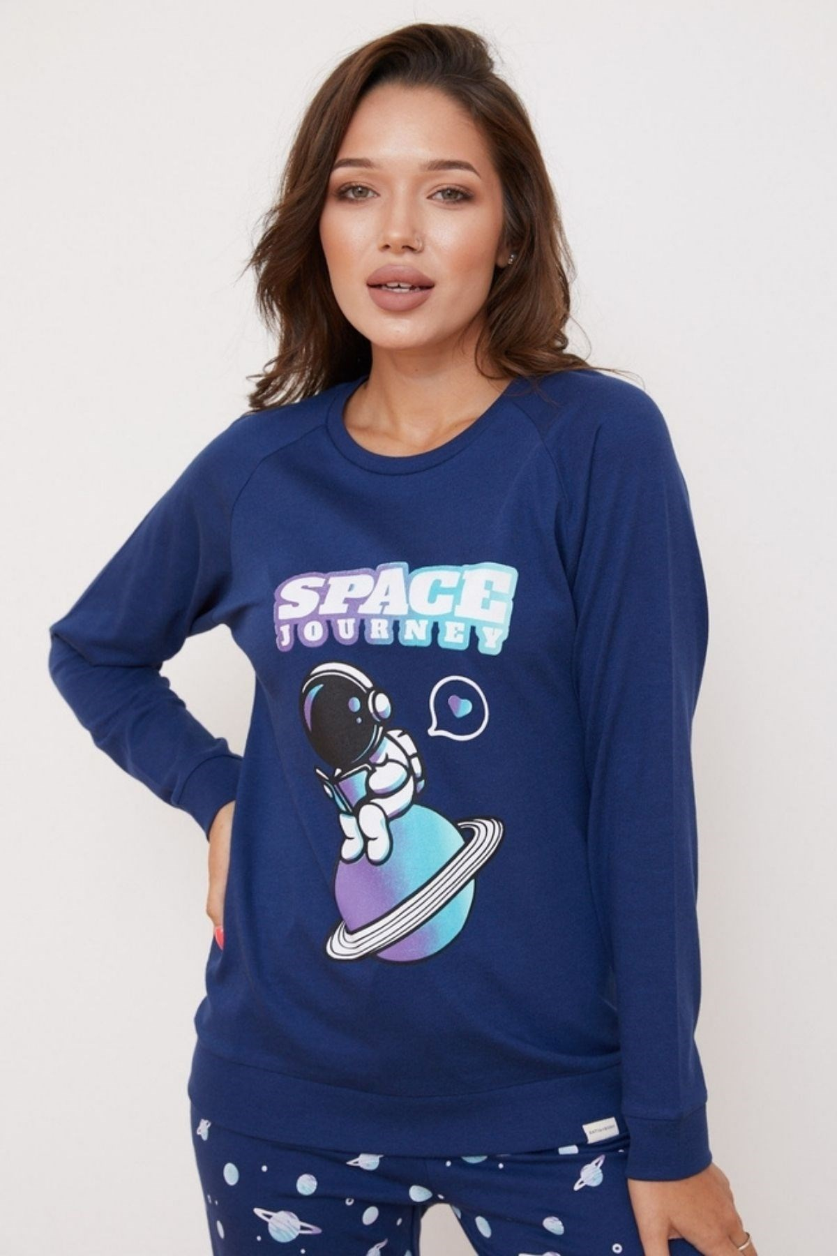 Space Kadın Pijama Takımı-Lacivert