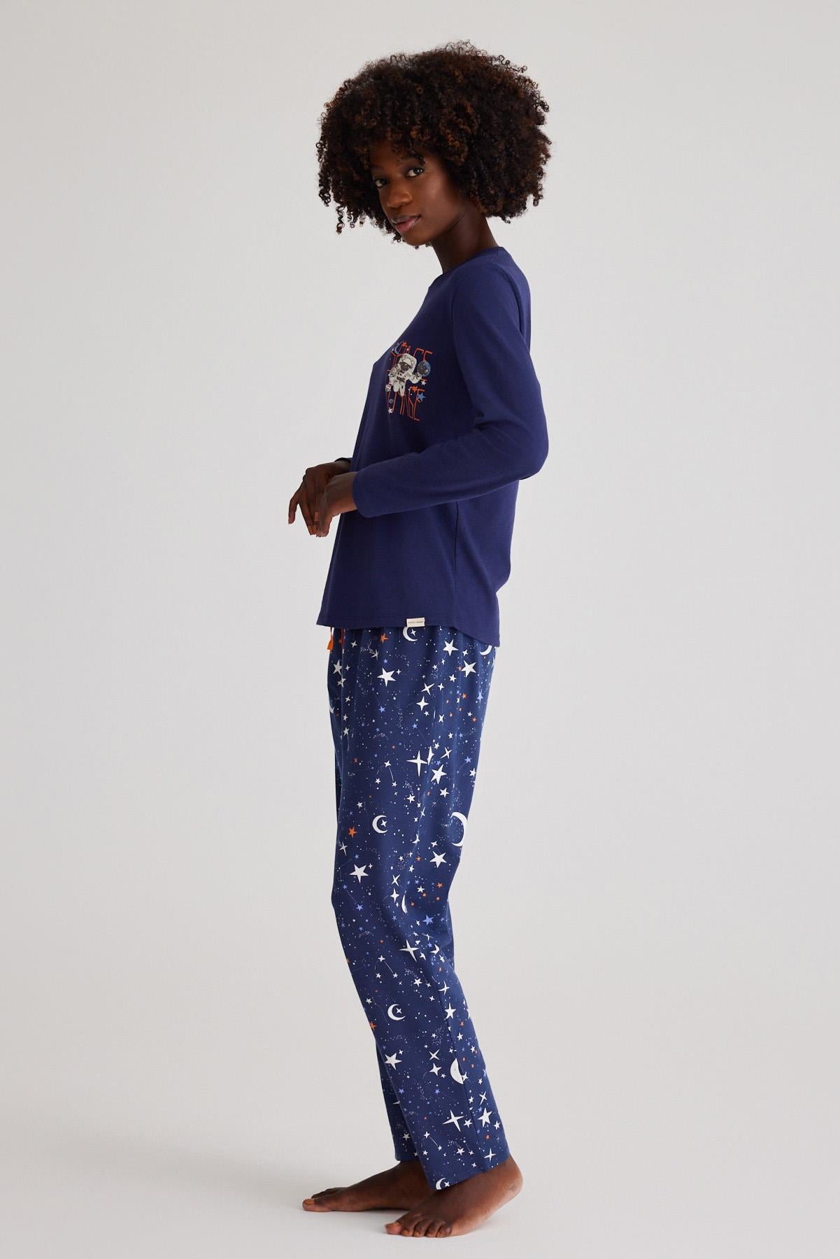 Space Kadın Pijama Takımı Lacivert