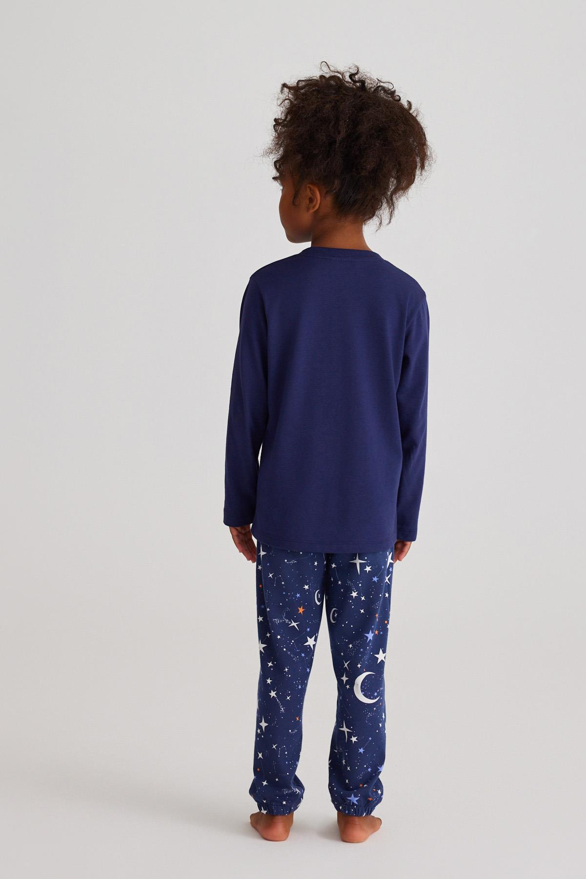 Space Kız Çocuk Pijama Takımı Lacivert