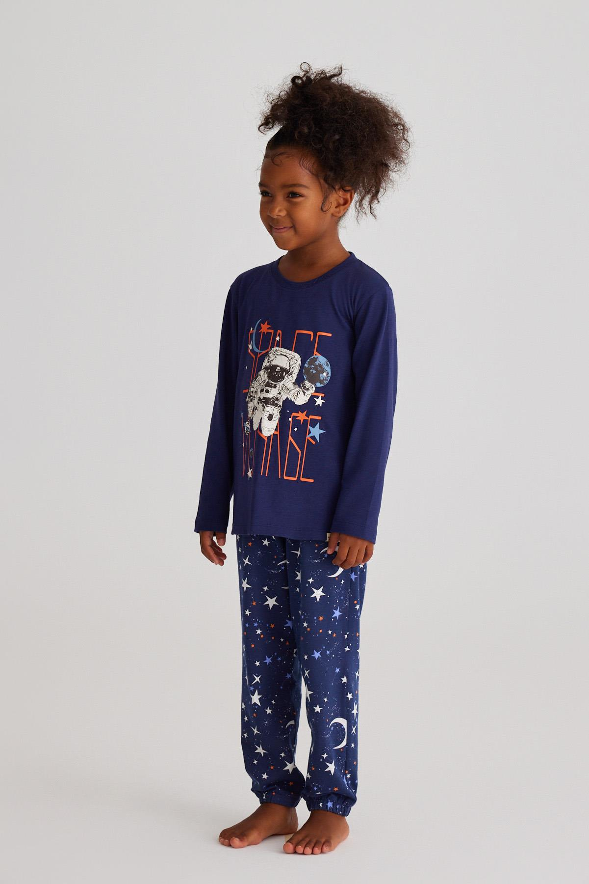 Space Kız Çocuk Pijama Takımı Lacivert