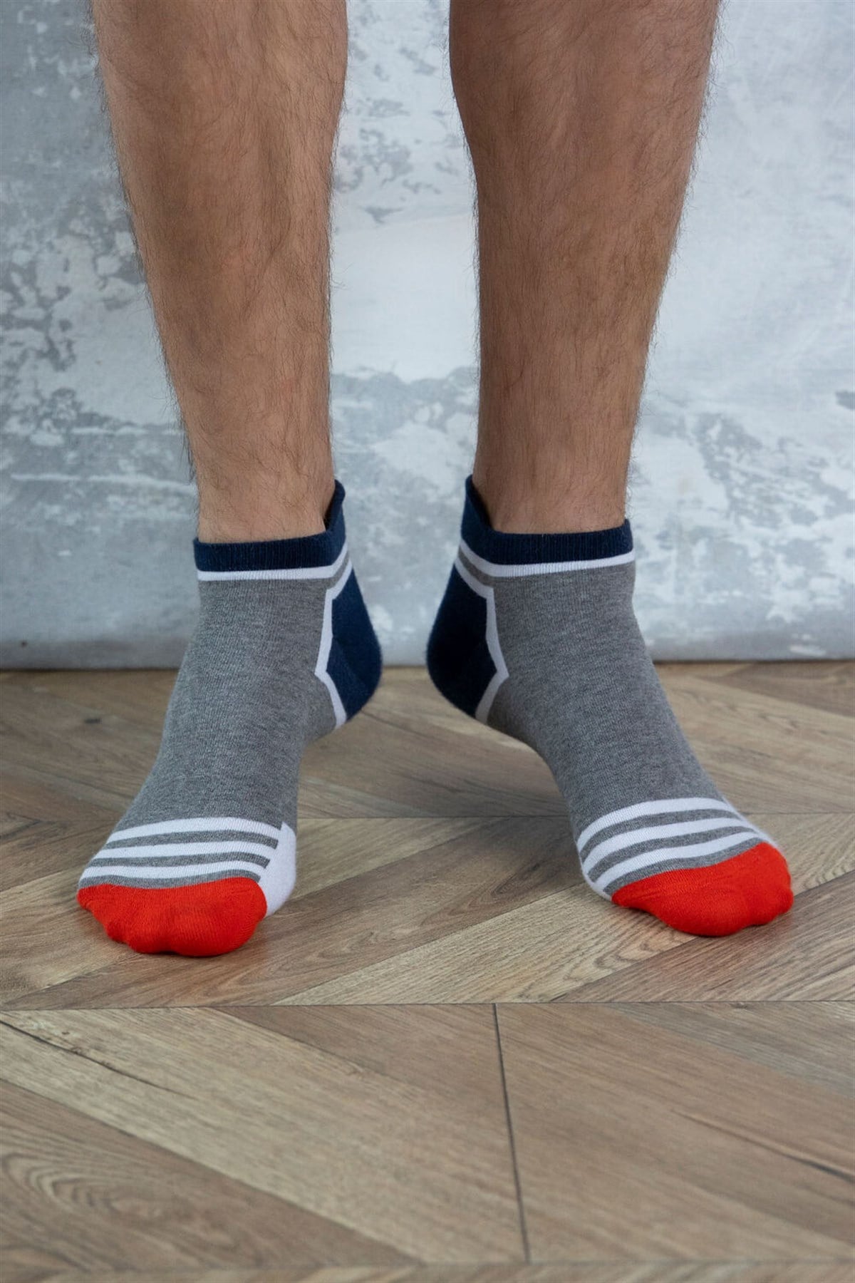 Sportif Erkek Step Çorap-Beyaz/Turuncu