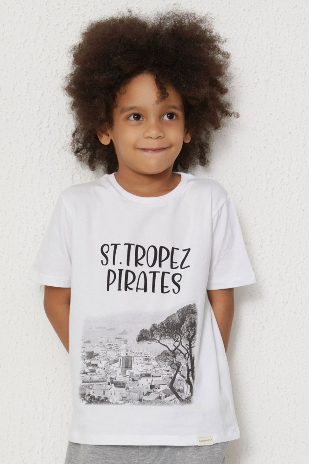 St Tropez Baskılı Çocuk T-shırt-Beyaz