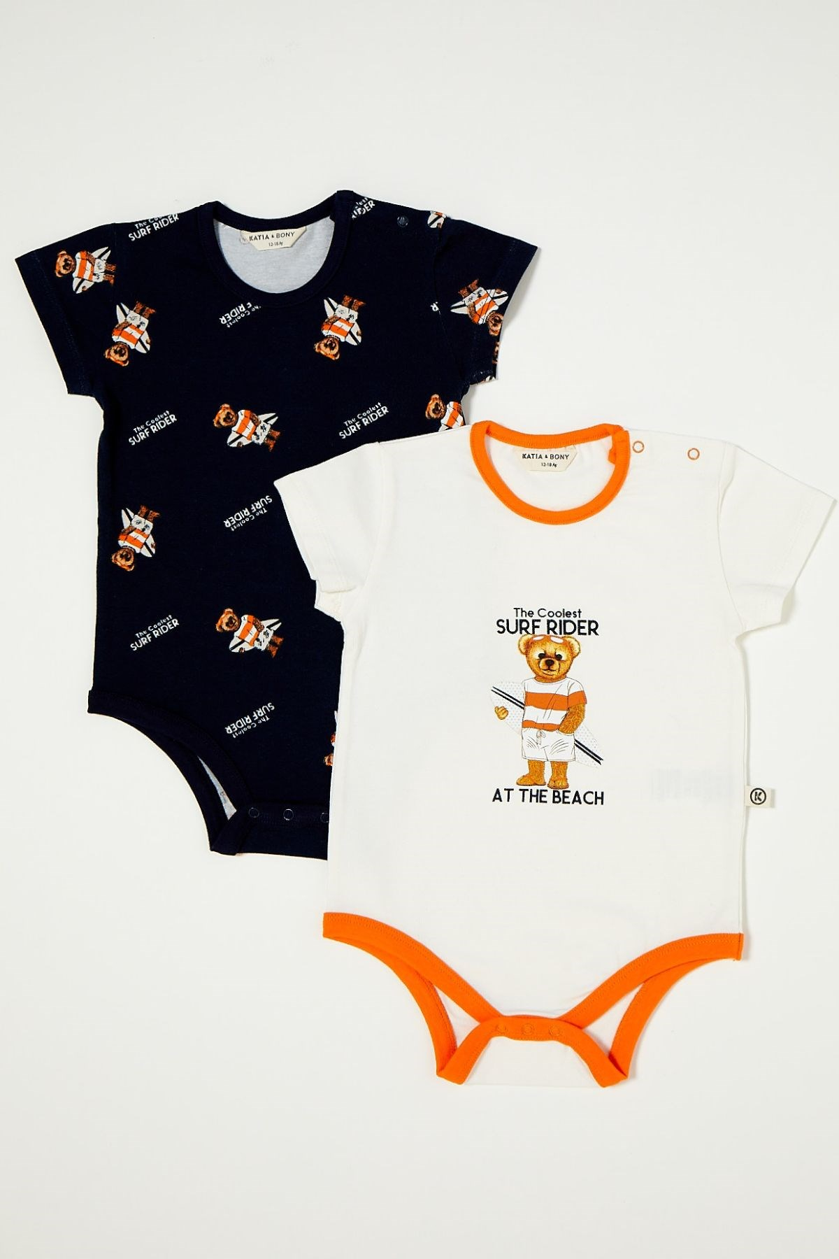 Surf Rıder 2'Li Paket Bebek Body-Desenli/Ekru