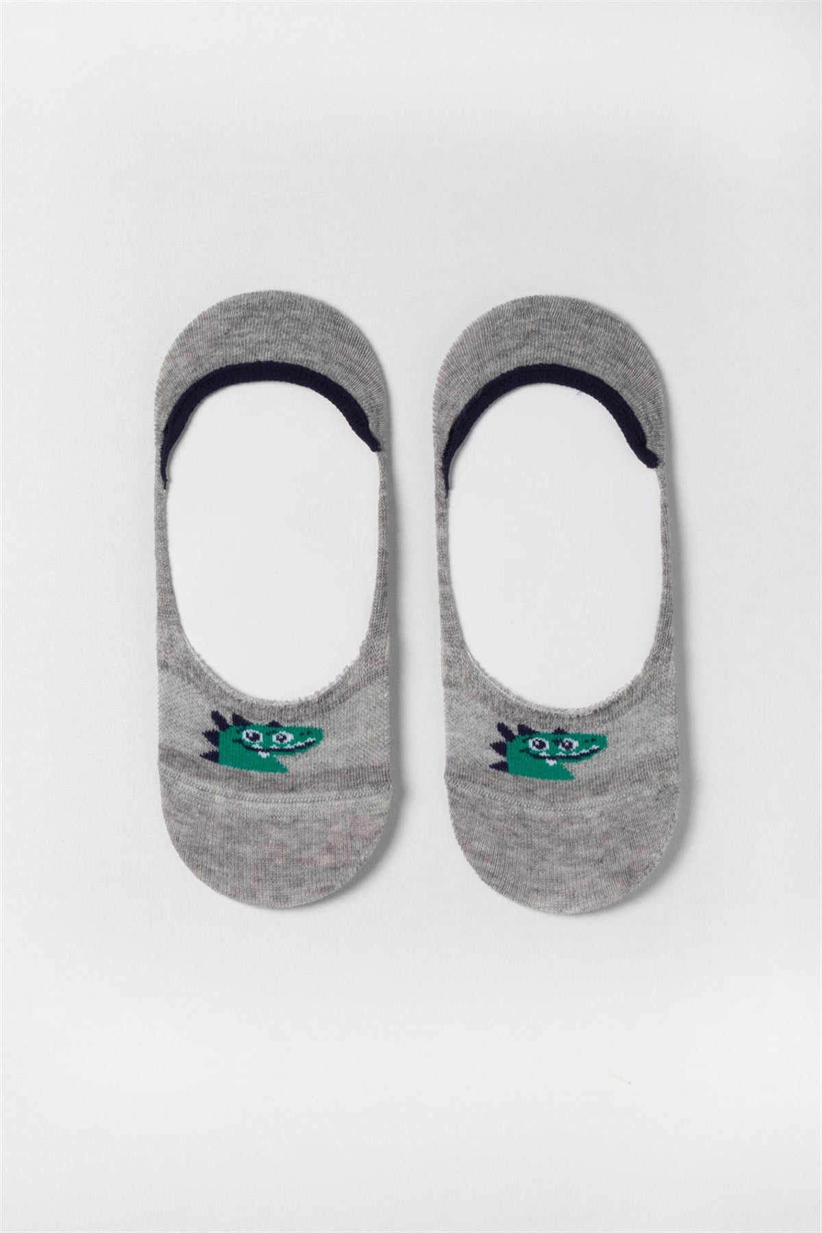 Teal Tales Dinazor Çocuk Çorap-Gri-Melanj.