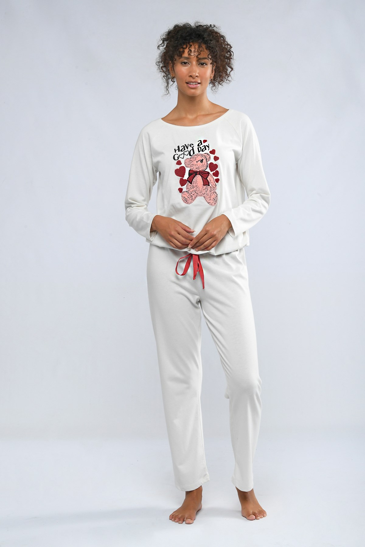 Teddy Bear Kadın Pijama Alt Ekru