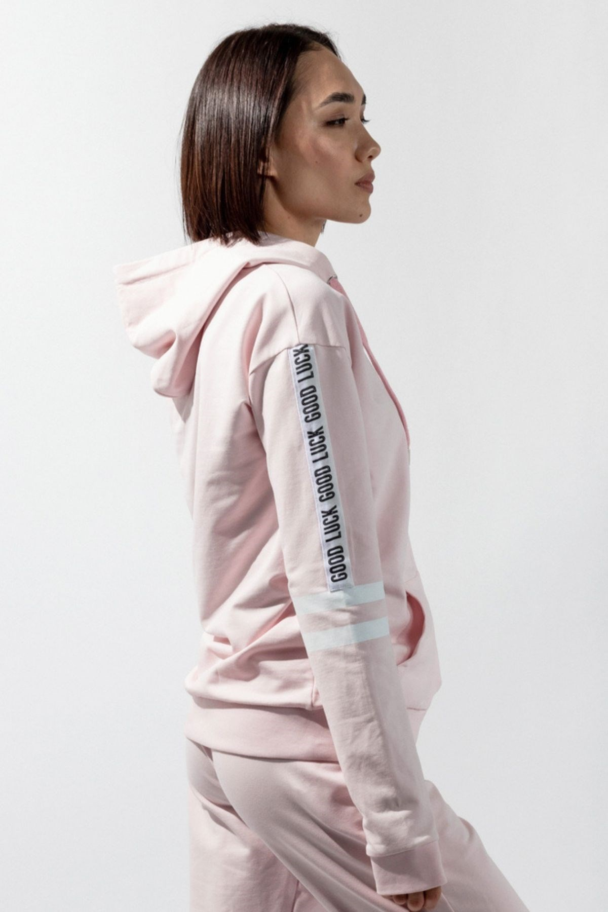 Teddy Bear Kapşonlu Kadın Sweatshirt-Gül Pembe