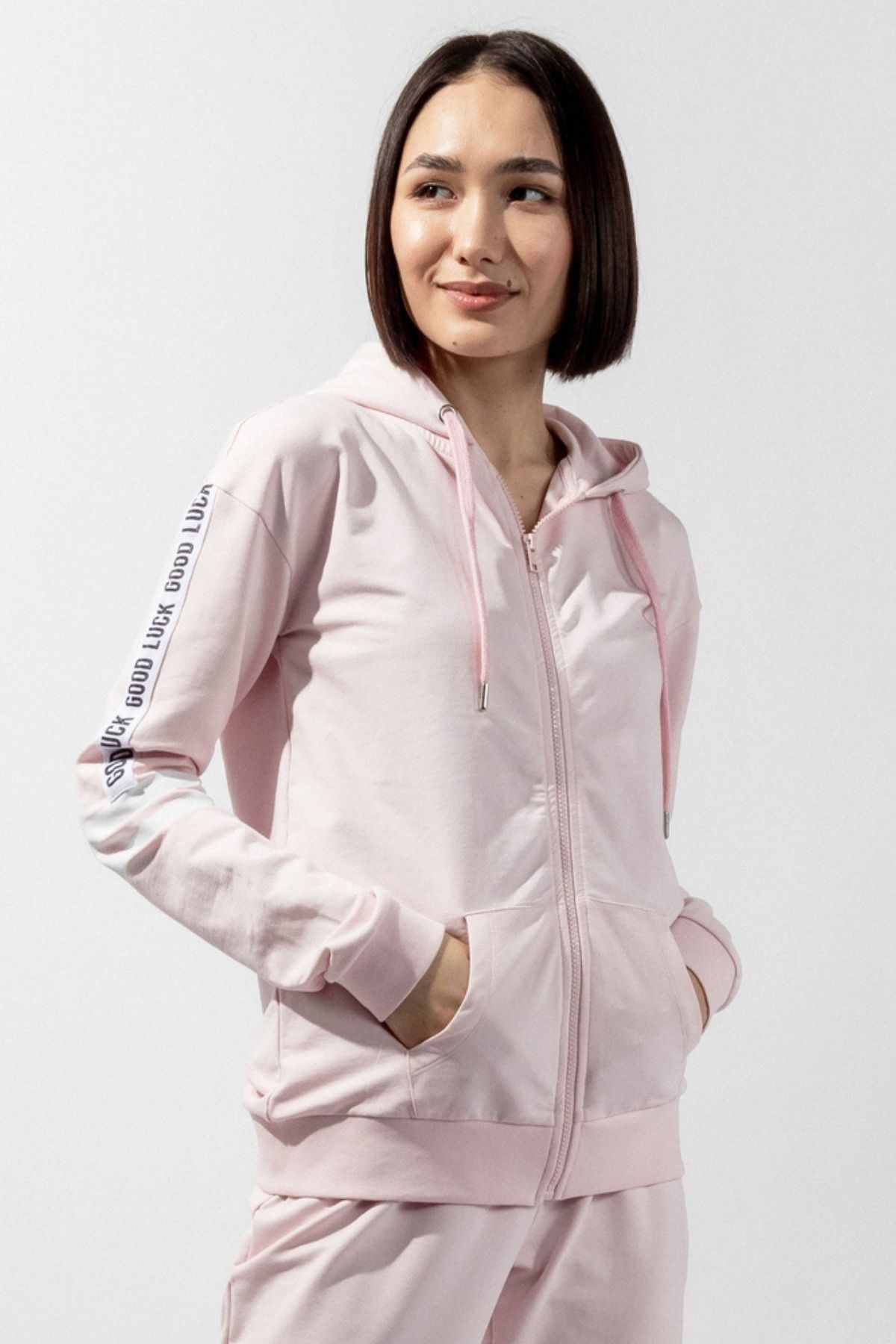 Teddy Bear Kapşonlu Kadın Sweatshirt-Gül Pembe