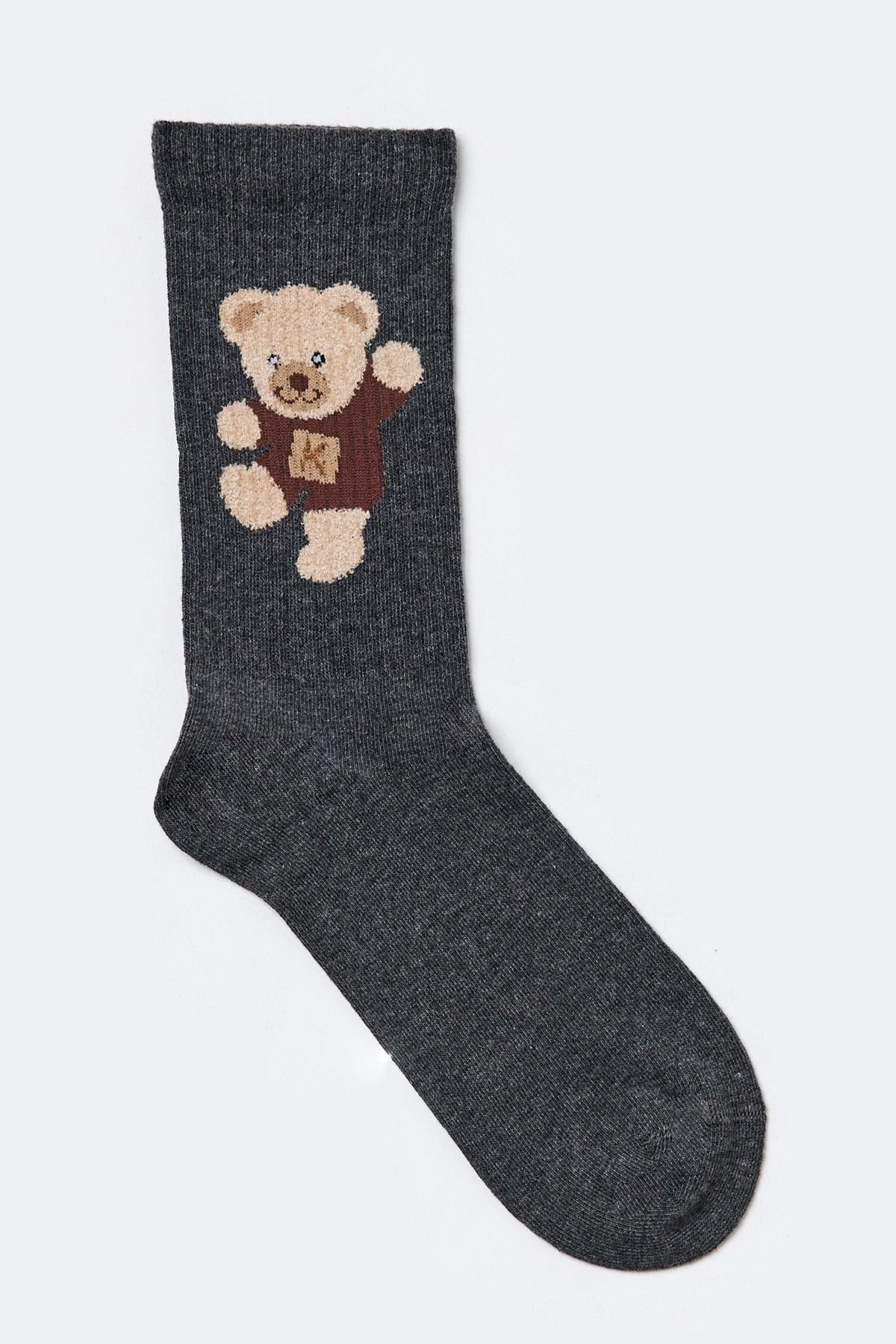 Teddy Erkek Soket Çorap DARK Gri-Melanj.
