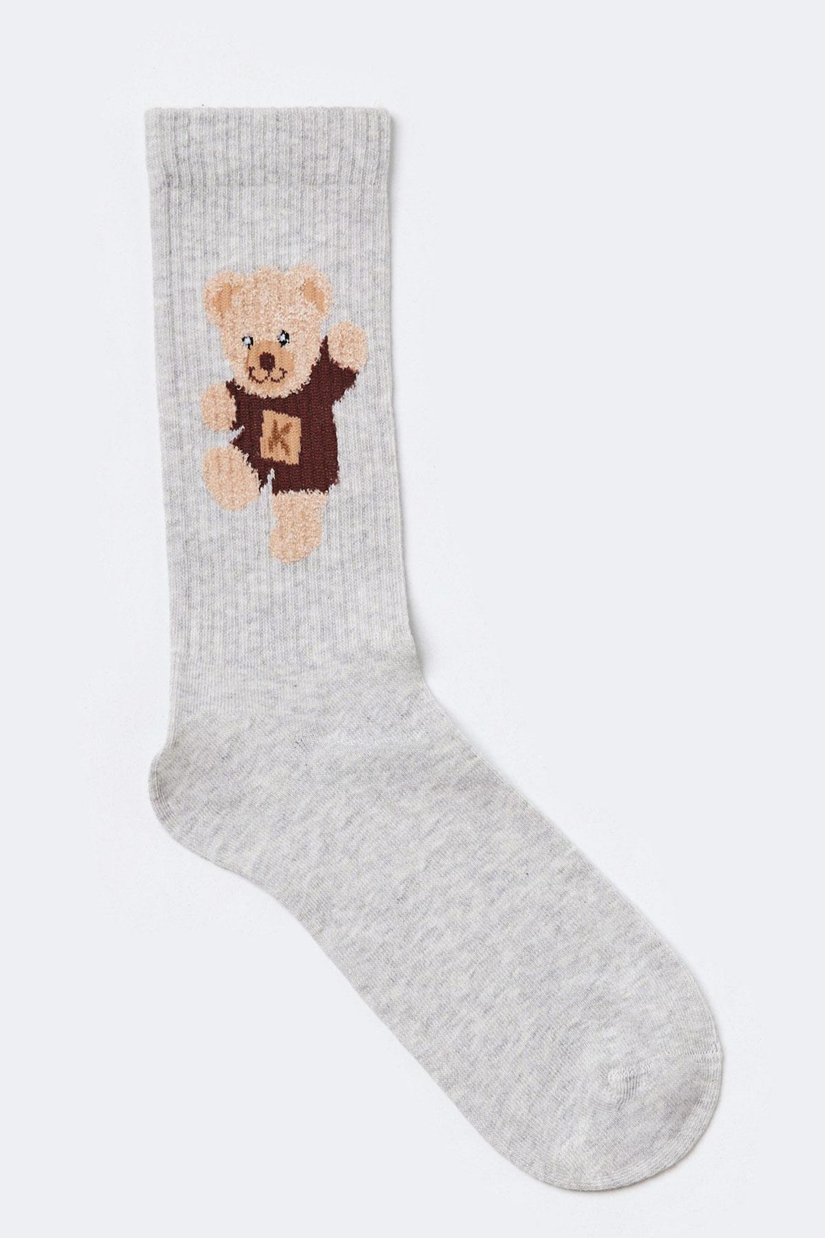 Teddy Erkek Soket Çorap Gri-Melanj.