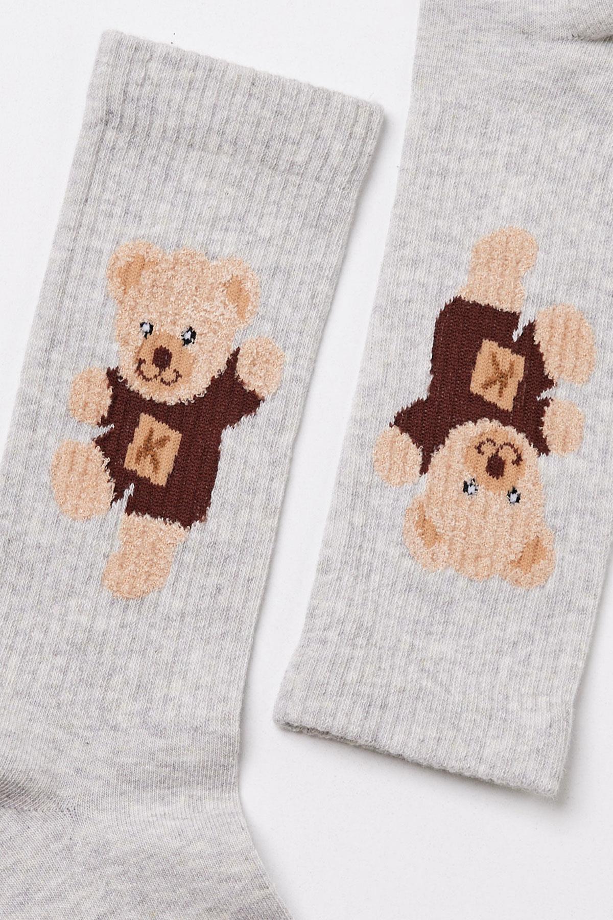 Teddy Erkek Soket Çorap Gri-Melanj.