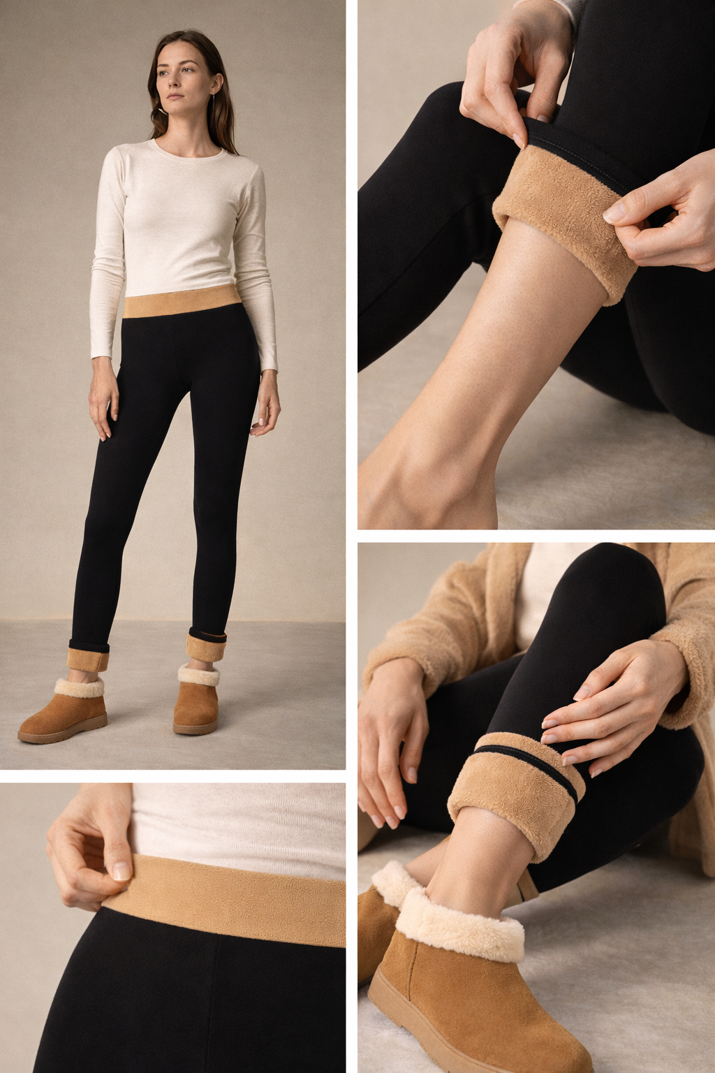 Termal İçi Ten Polar Şardonlu  Kadın Tayt Siyah