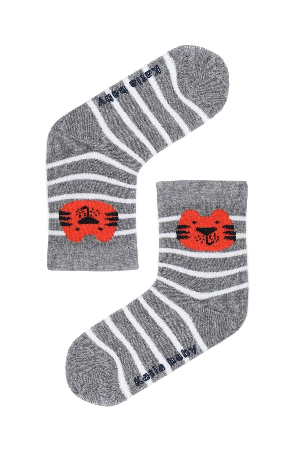 Tiger 2li Bebek Soket Çorap-GREY/Lacivert