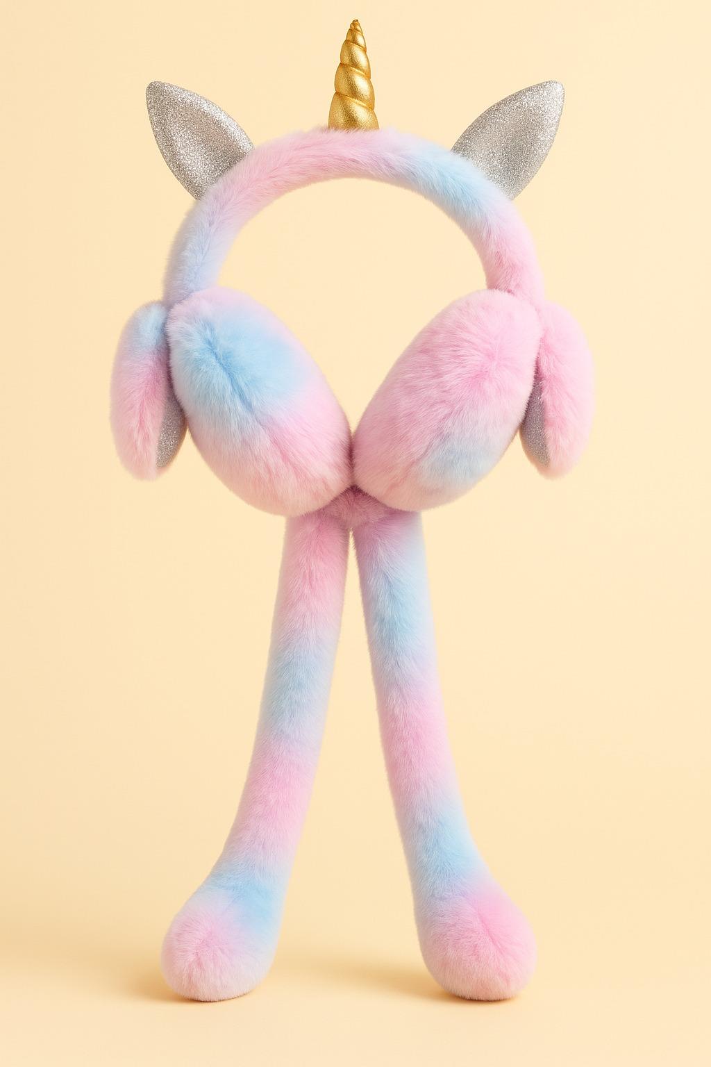 Unicorn Aksesuarlı Çocuk Peluş Kulaklık Mavi