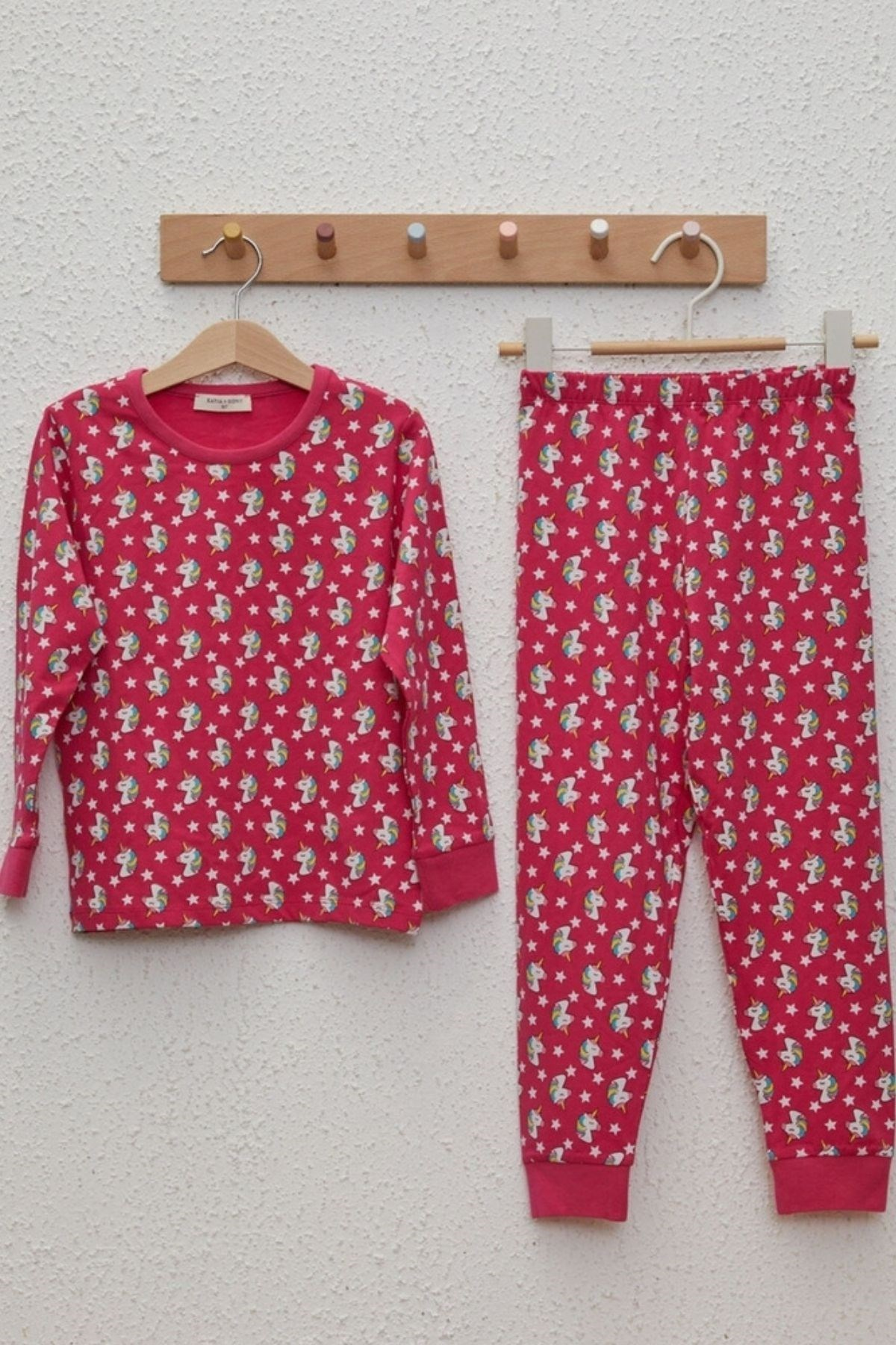 Unicorn Kız Çocuk Pijama Takımı-FUCHSIA