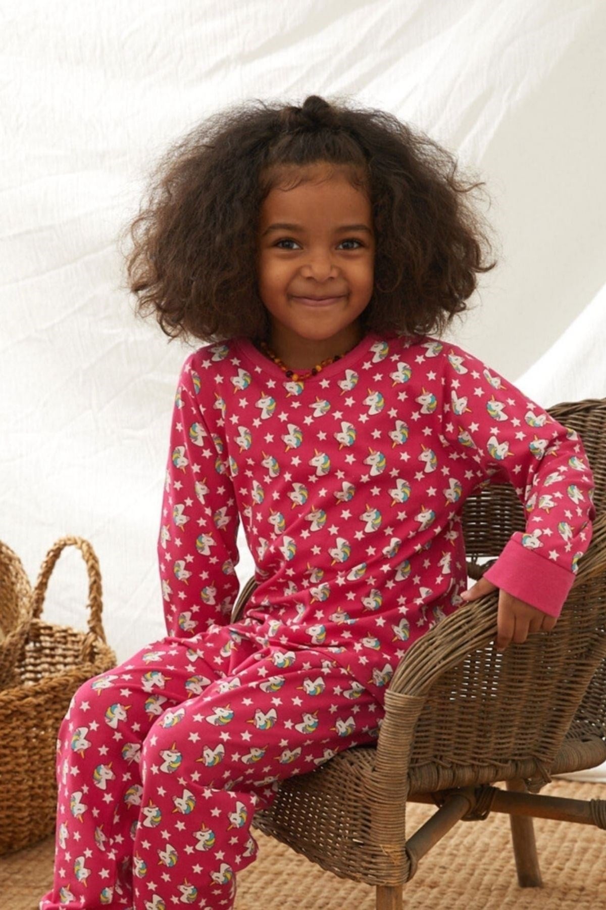 Unicorn Kız Çocuk Pijama Takımı-FUCHSIA