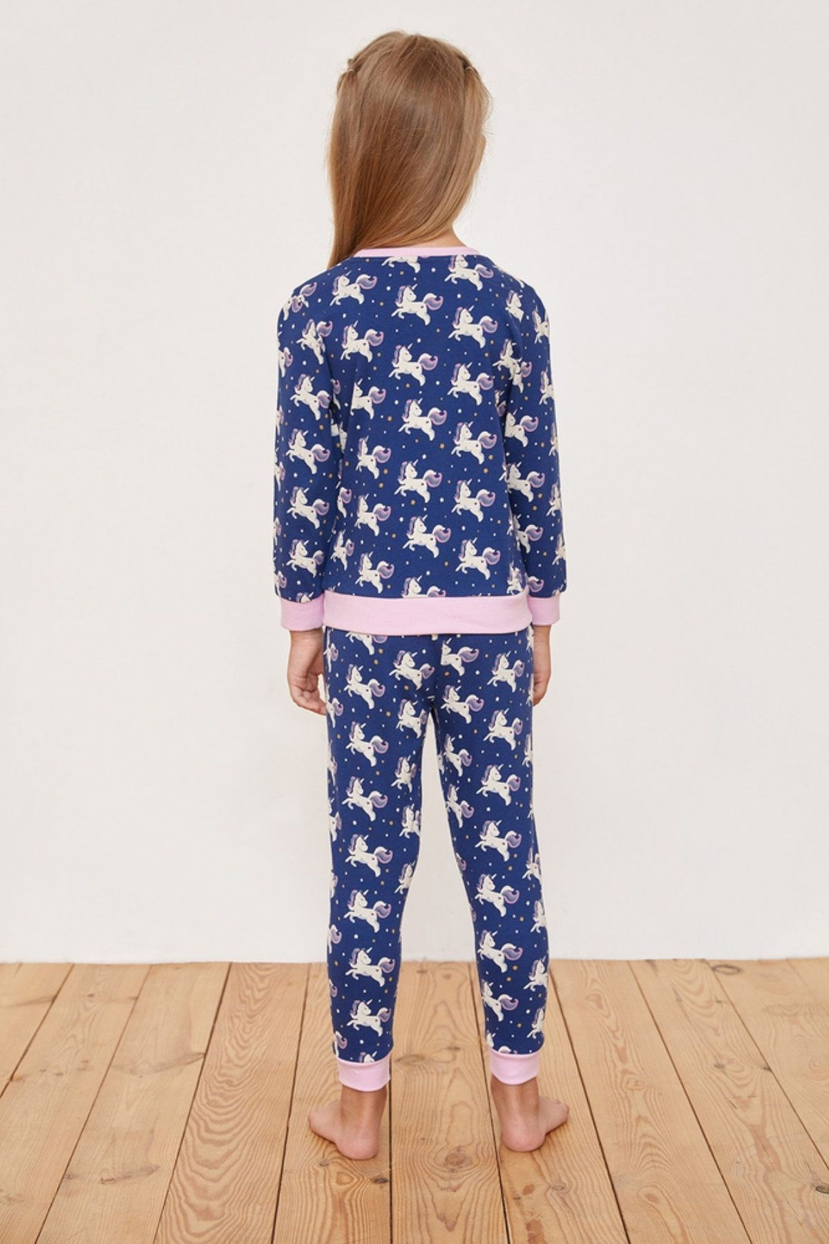 Unicorn Kız Çocuk Pijama Takımı-Lacivert