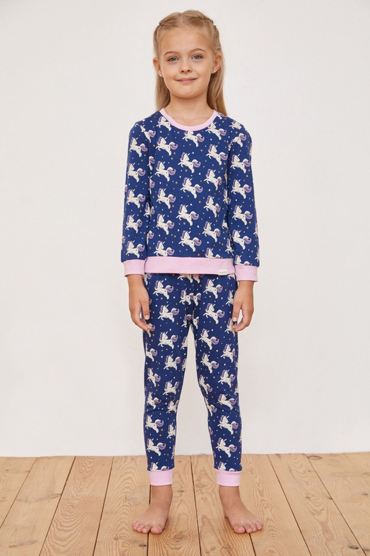 Unicorn Kız Çocuk Pijama Takımı-Lacivert
