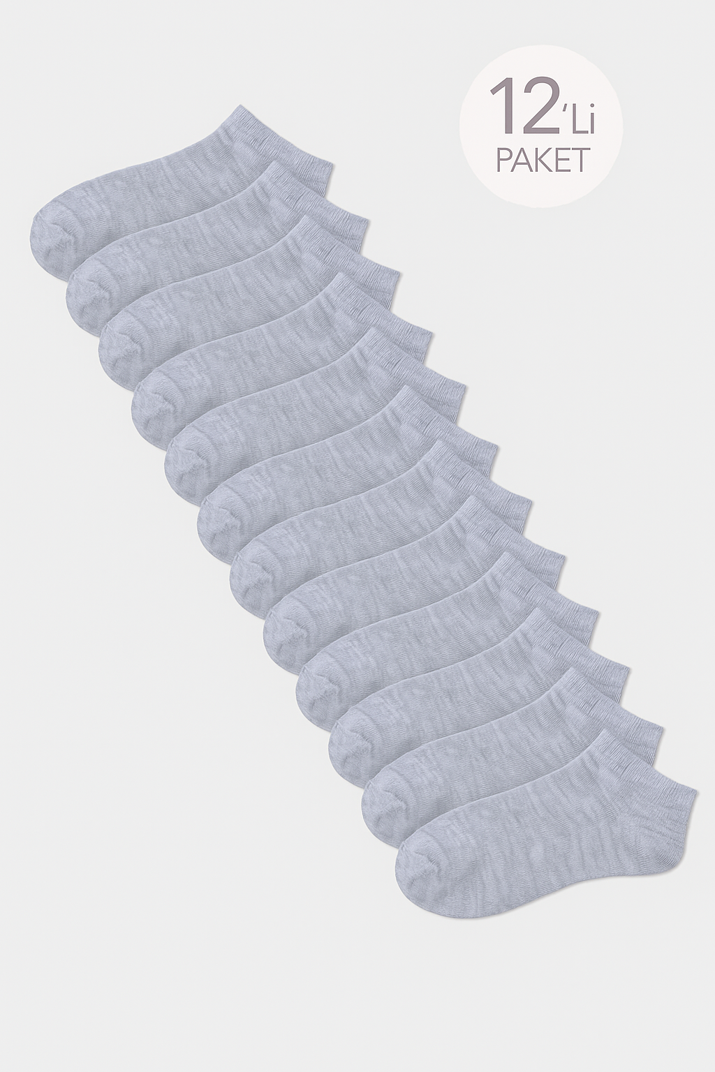 Unisex 12'li Basic Step Çorap Gri