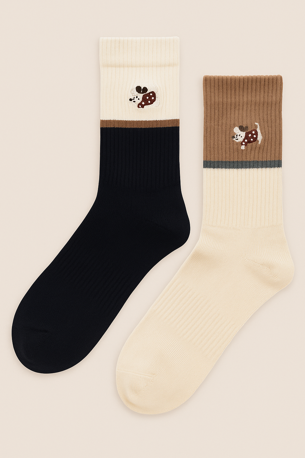 22501G4005 2PCK KÖPEKLİ UNISEX SOKET ÇORAP EKRU