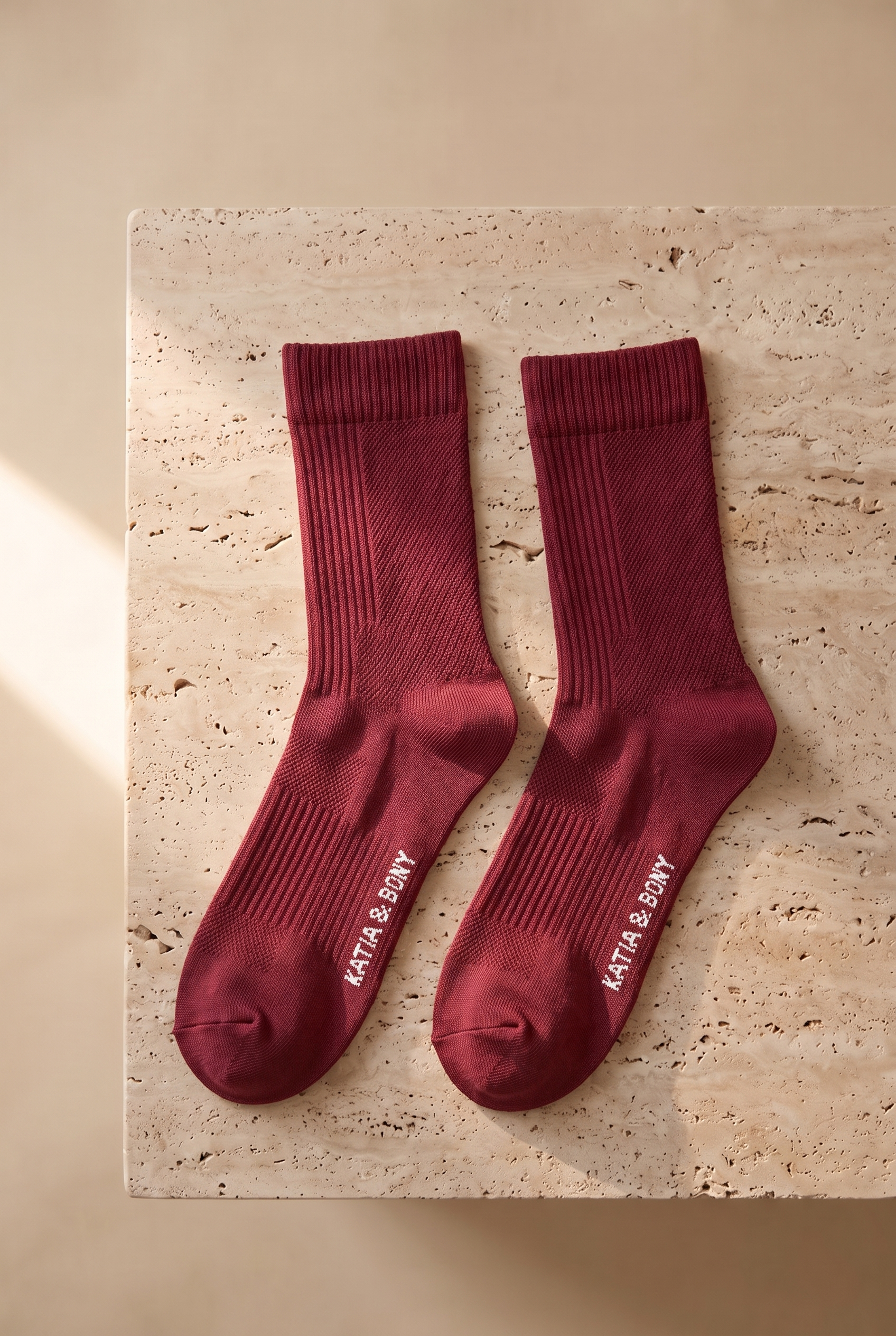 Unisex 2'li Örgü File Soket Çorap Bordo-Gri