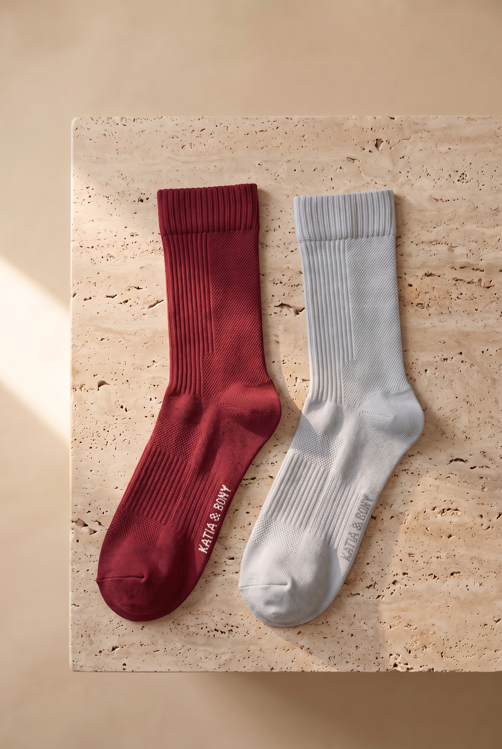 Unisex 2'li Örgü File Soket Çorap Bordo-Gri