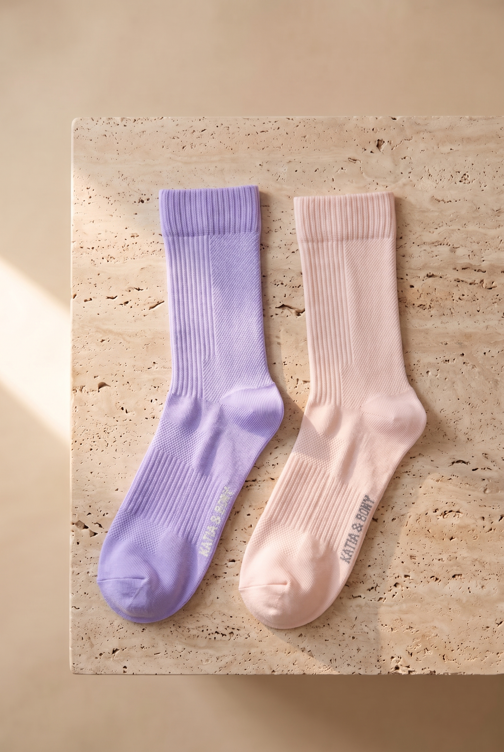 Unisex 2'li Örgü File Soket Çorap Lila-Pembe