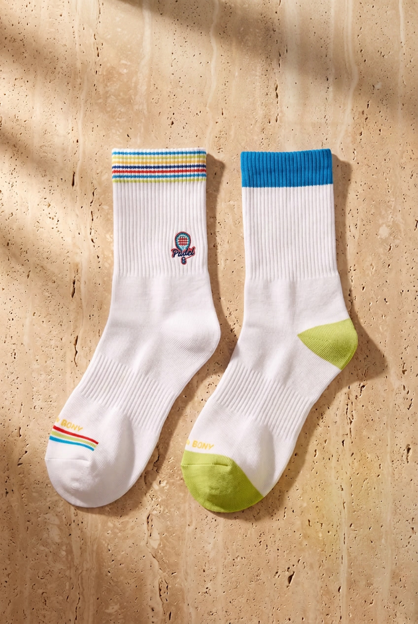 Unisex 2'li Raket Nakışlı Padel Soket Çorap