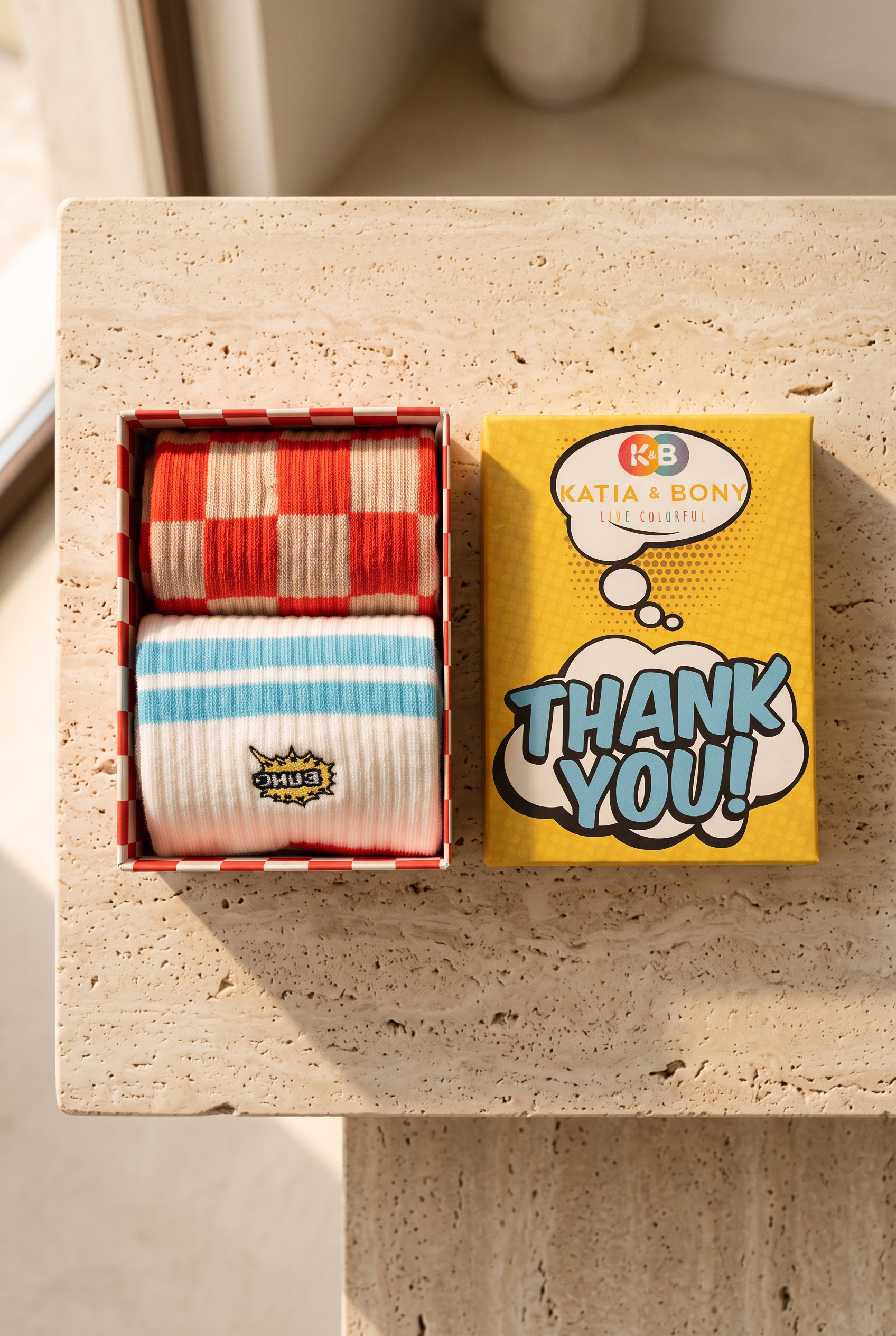 22501U4006 2PCK THANK YOU KUTULU UNISEX ÇORAP Patterned