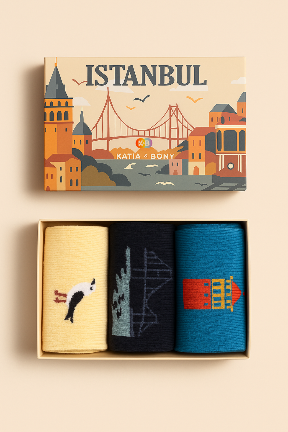 Unisex 3'lü İstanbul Kutulu Soket Çorap