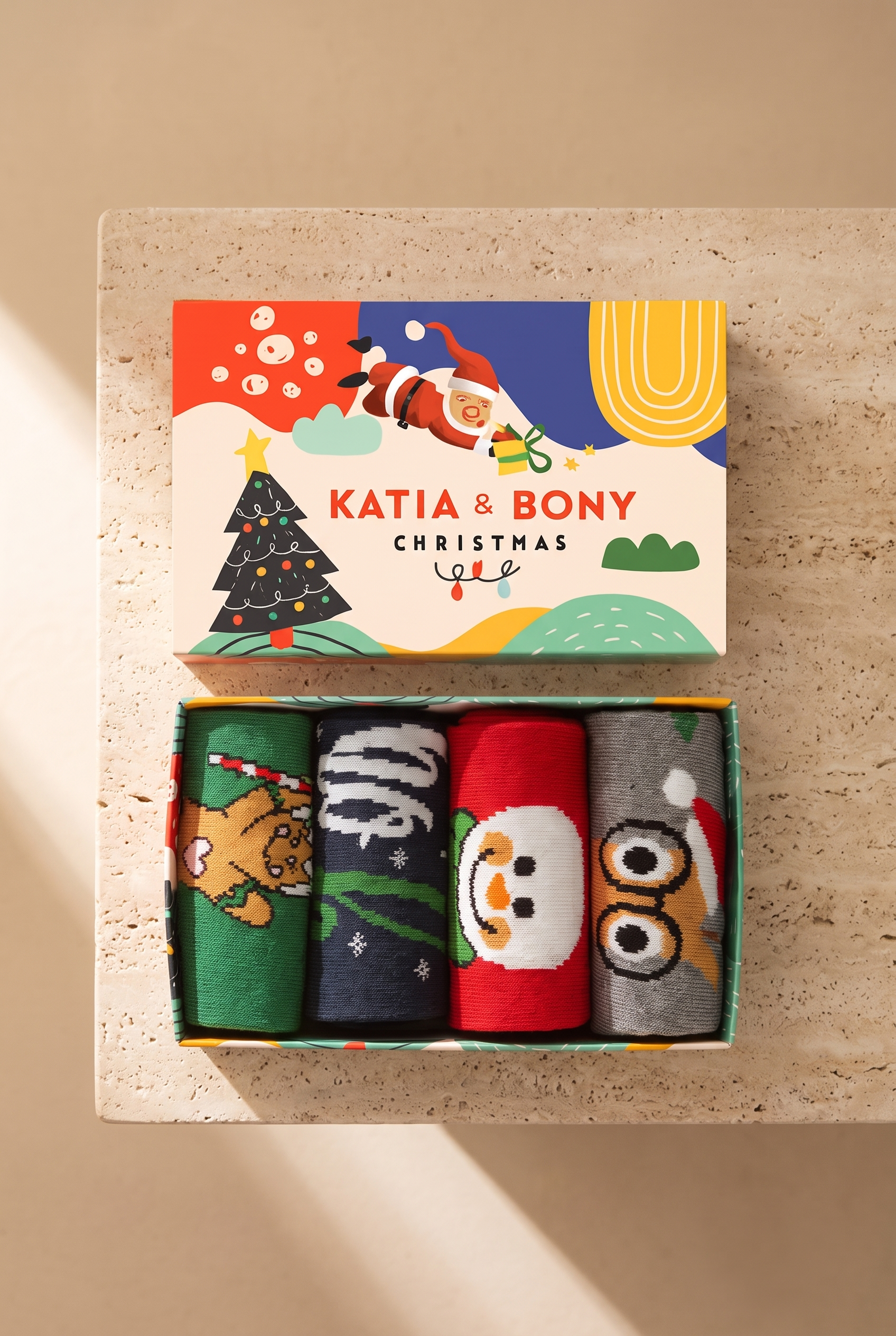 Unisex 4'lü Paket Yılbaşı Kutulu Soket Çorap