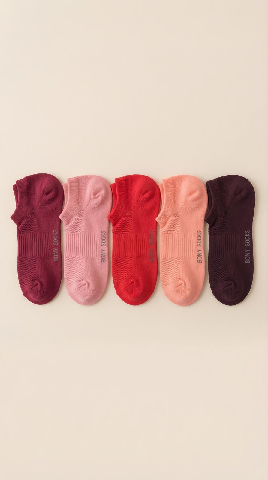 22501G4006 5PCK DANTELLİ UNISEX SOKET ÇORAP Pembe Desenli