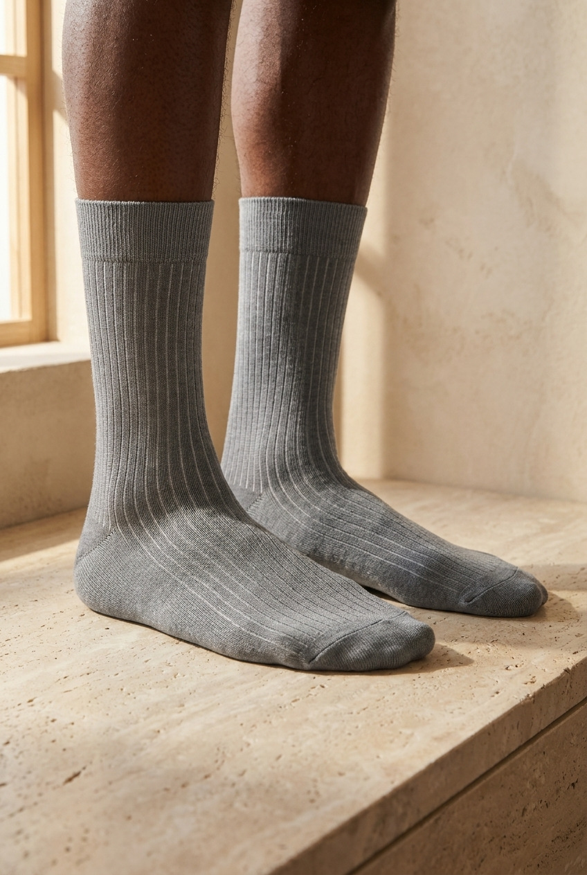 Unisex Basic Gri Soket Çorap