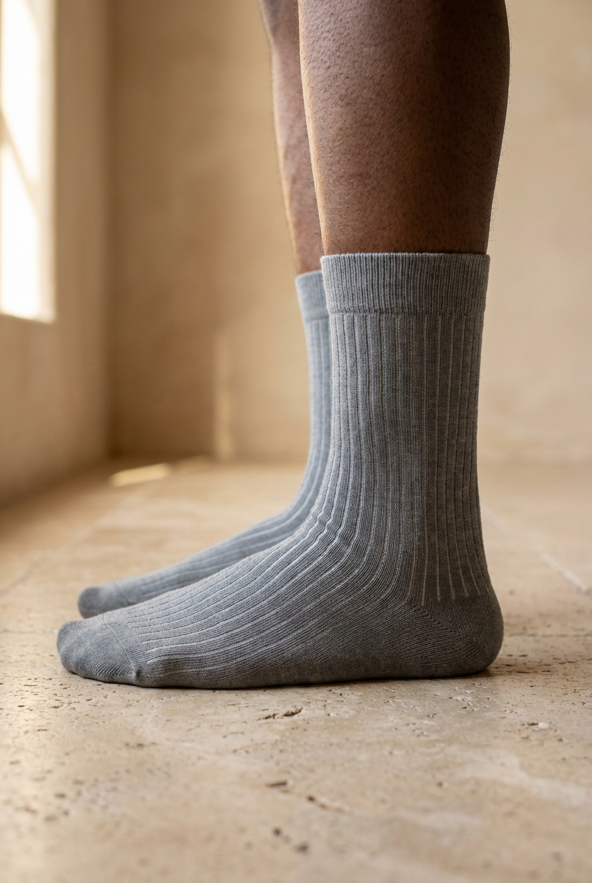 Unisex Basic Gri Soket Çorap
