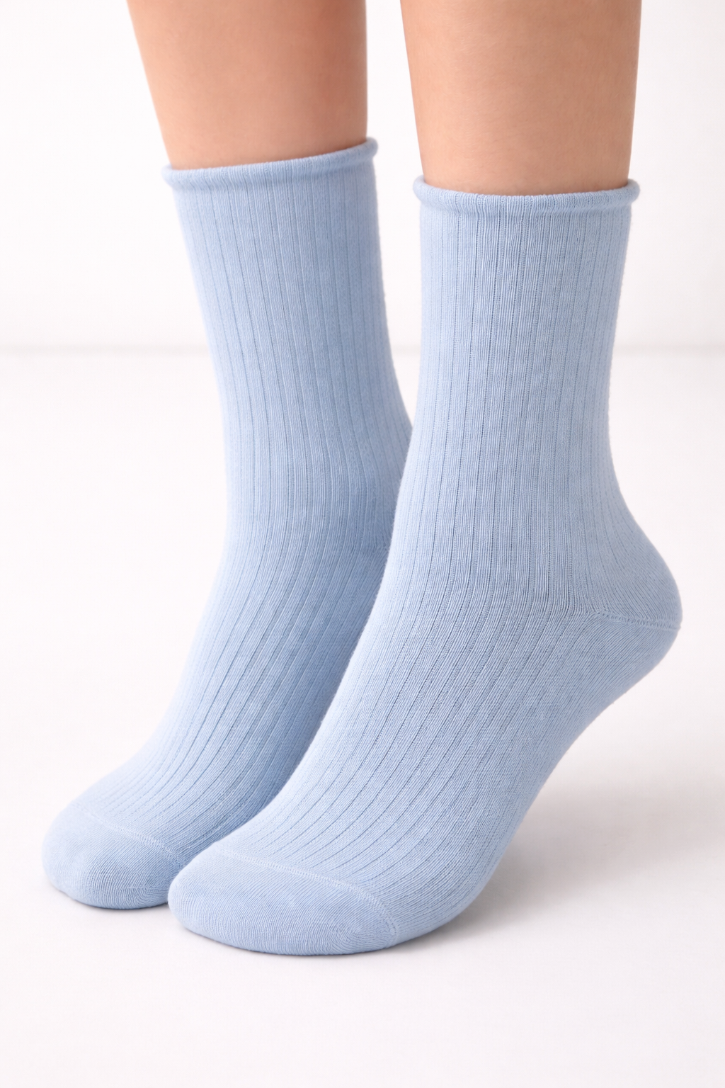 Unisex Basic Lastiksiz Soket Çorap Mavi