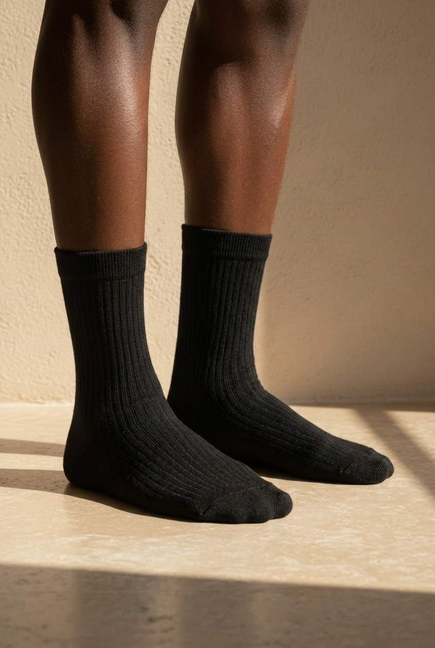 Unisex Basic Siyah Soket Çorap