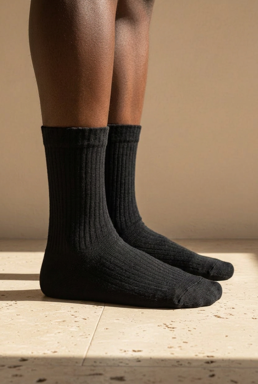 Unisex Basic Siyah Soket Çorap