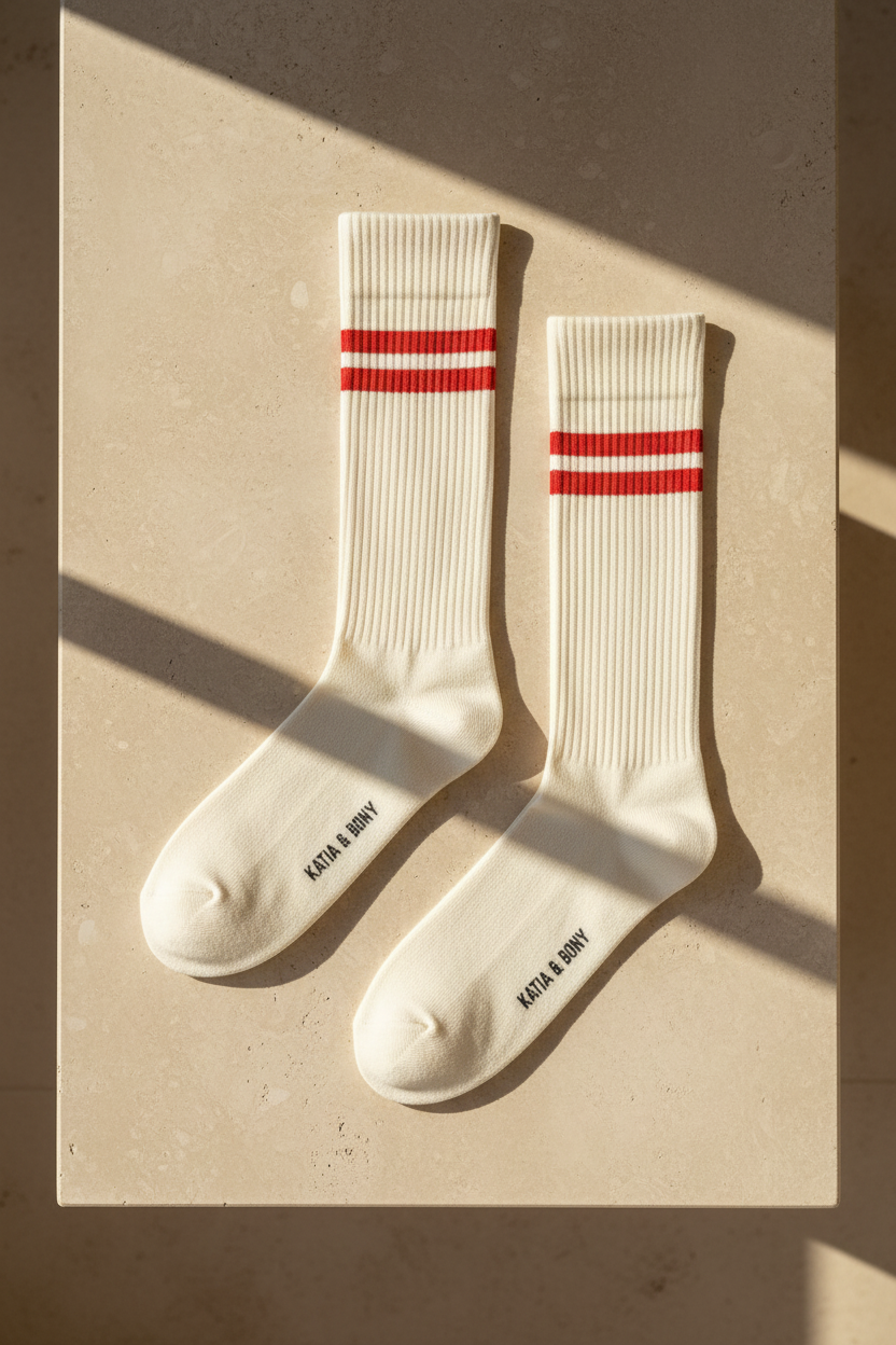 Unisex Çizgi Desenli Ribanalı Soket Çorap