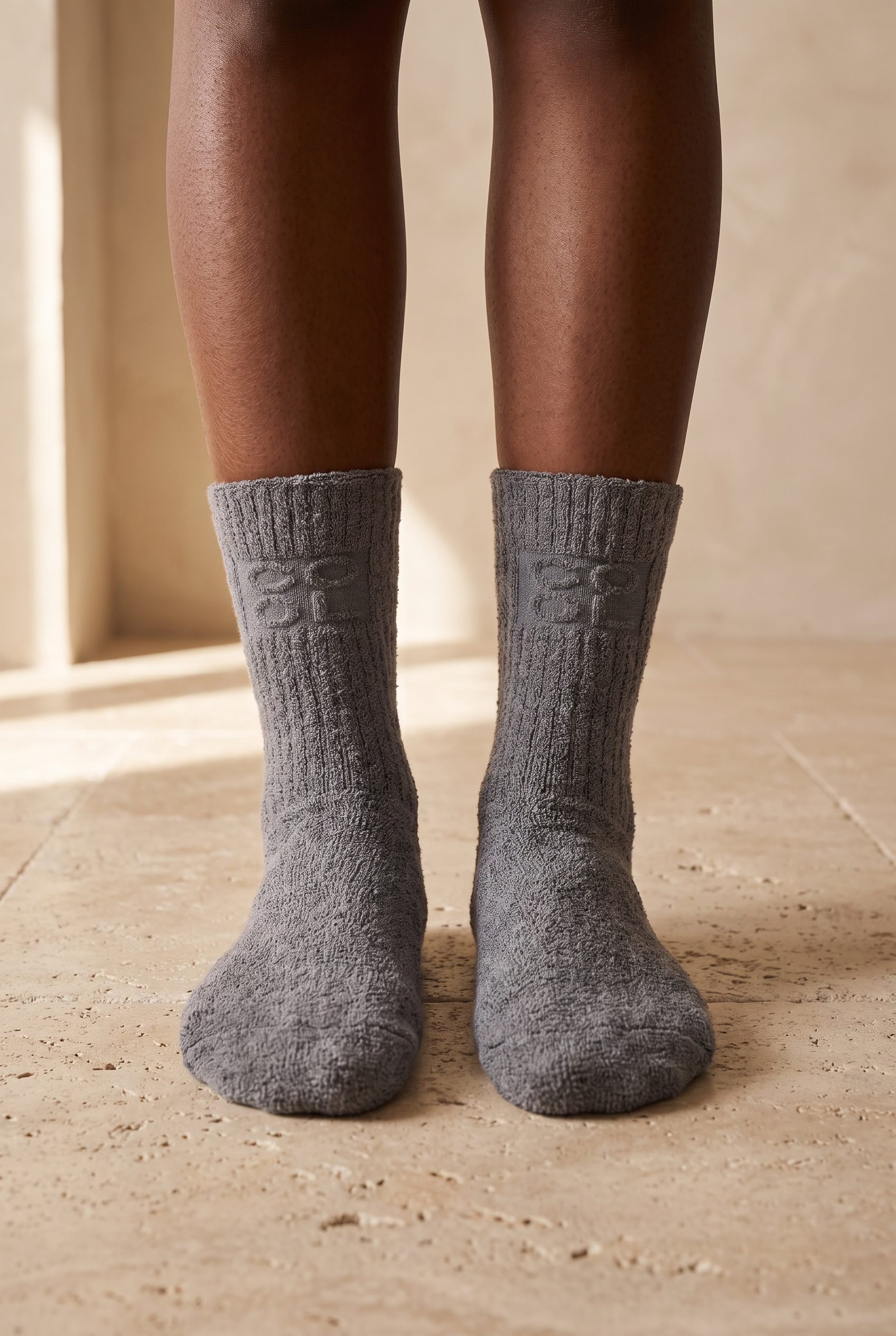 Unisex Cool Havlu Soket Çorap Gri Melanj