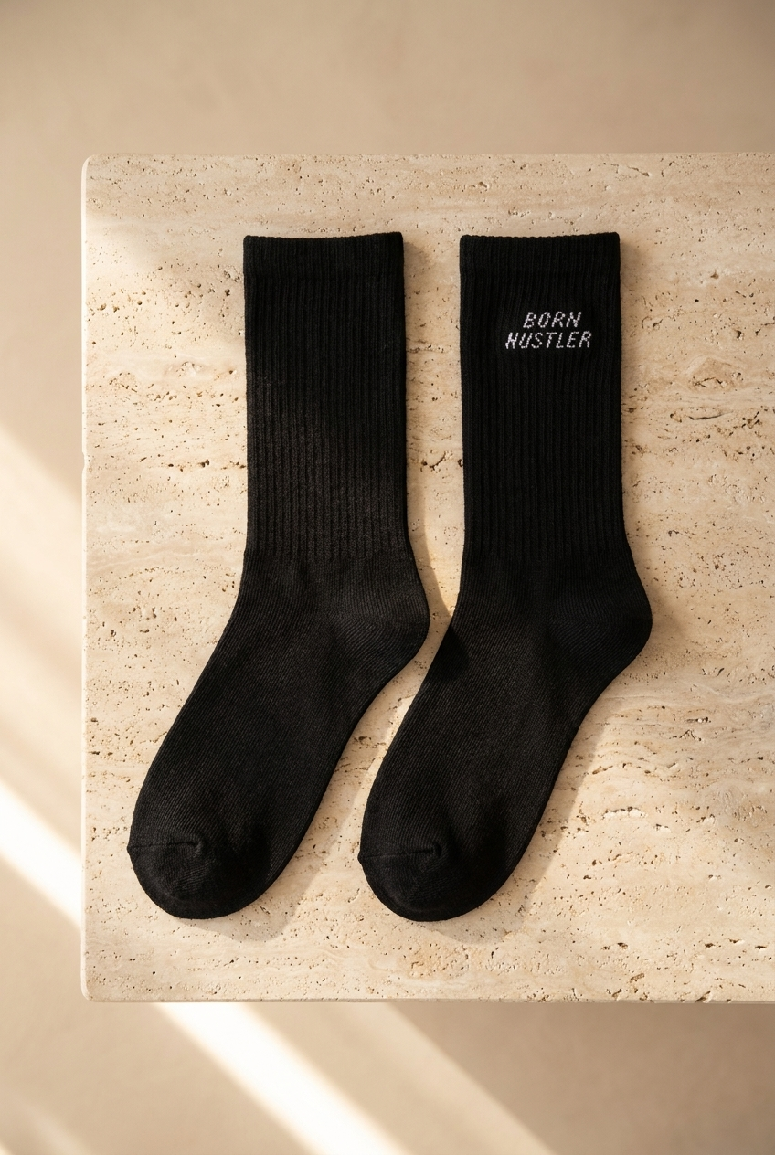 Unisex Desenli Pamuklu Soket Çorap Siyah