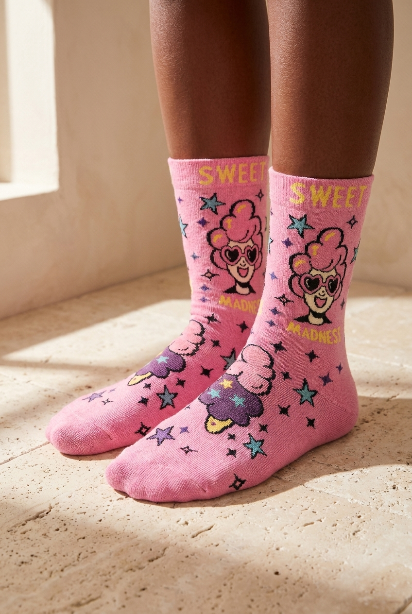 Unisex Patterned Socks Light Pink