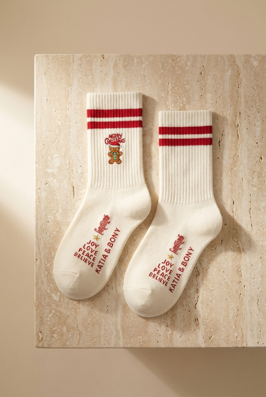22501U4001 GINGER BREADMAN YILBAŞI UNISEX SOKET ÇORAP White