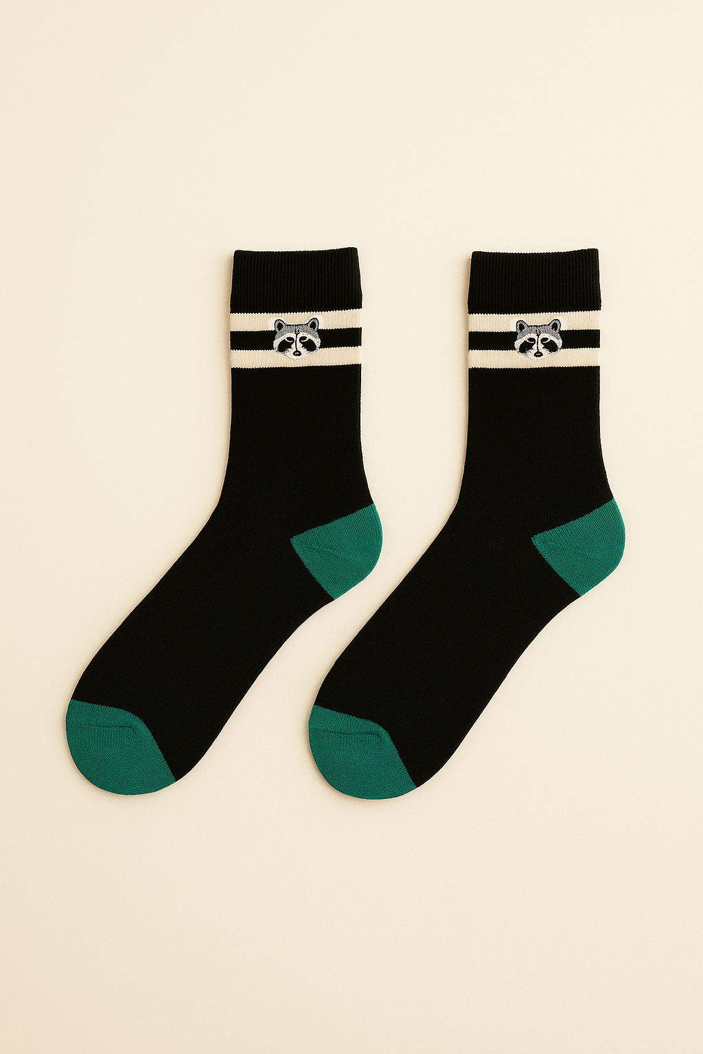 Unisex Hayvan Nakışlı Soket Çorap Siyah