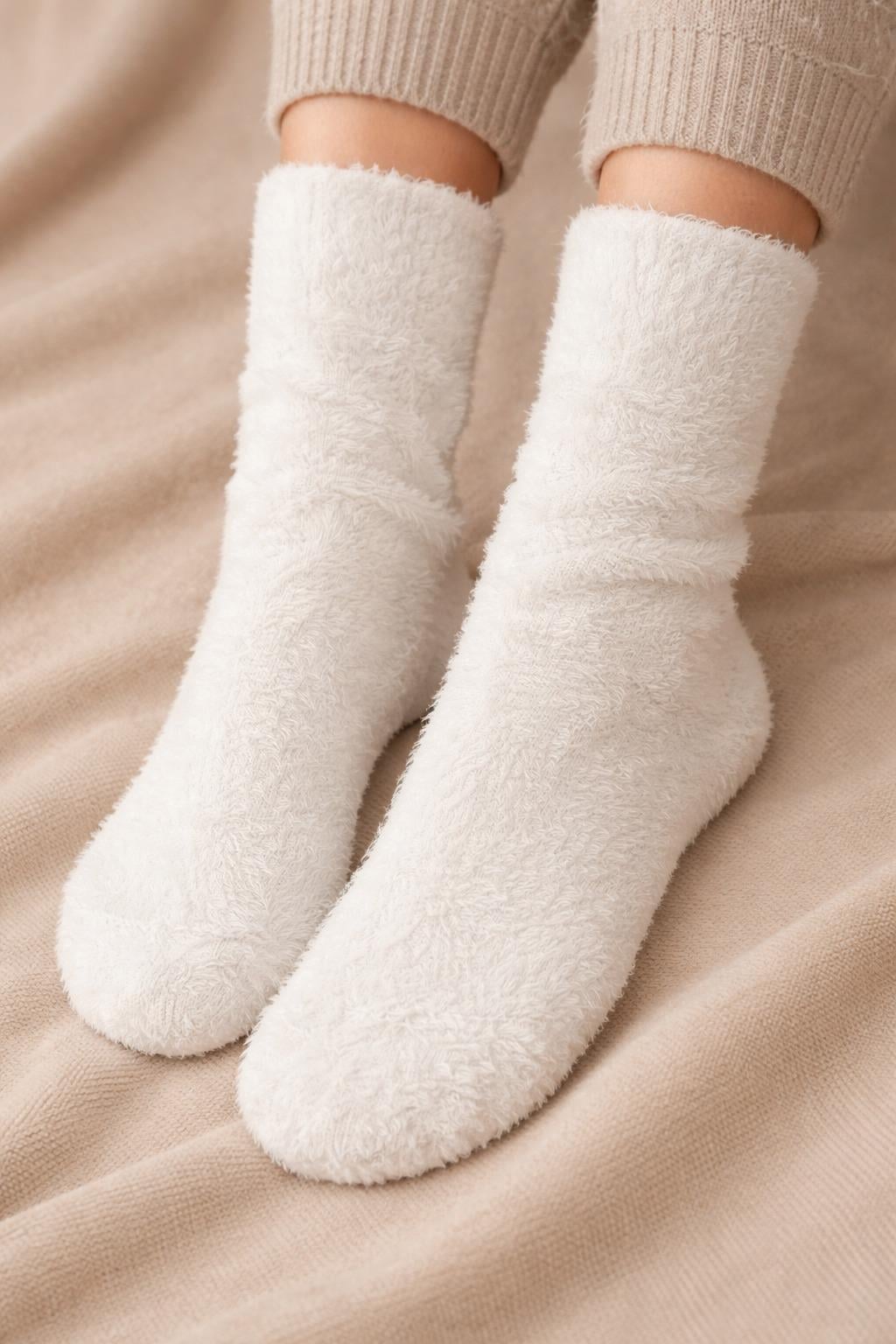 Unisex Kalın Soket Çorap Beyaz