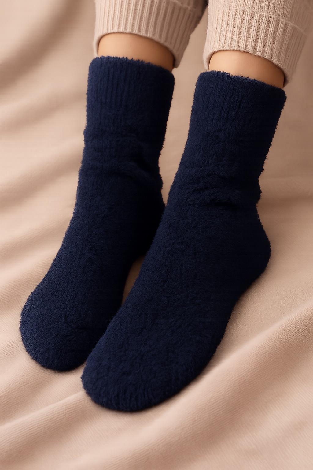 Unisex Kalın Tüylü Soket Çorap Lacivert