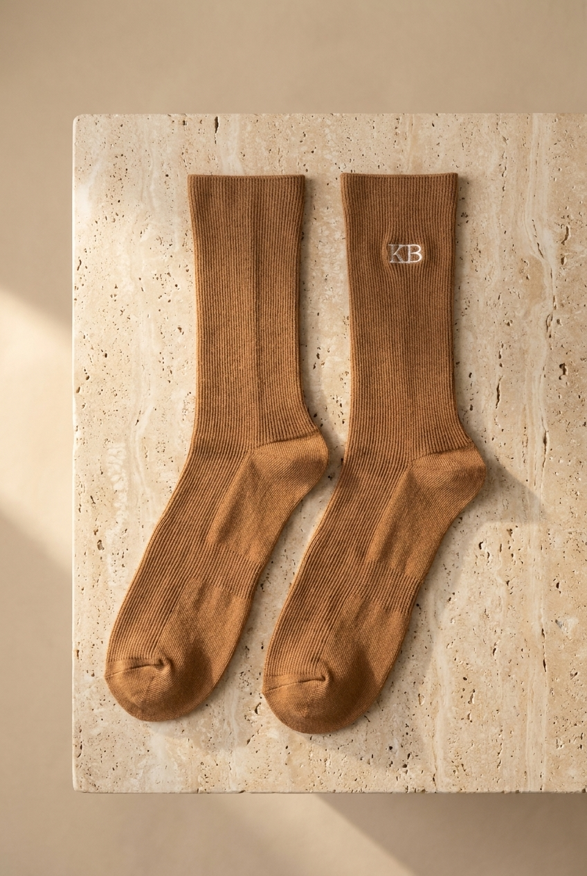 K\U0026B Embroıdered Unısex Socks Socks Dark Brown