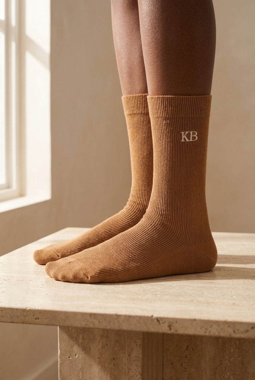 K\U0026B Embroıdered Unısex Socks Socks Dark Brown