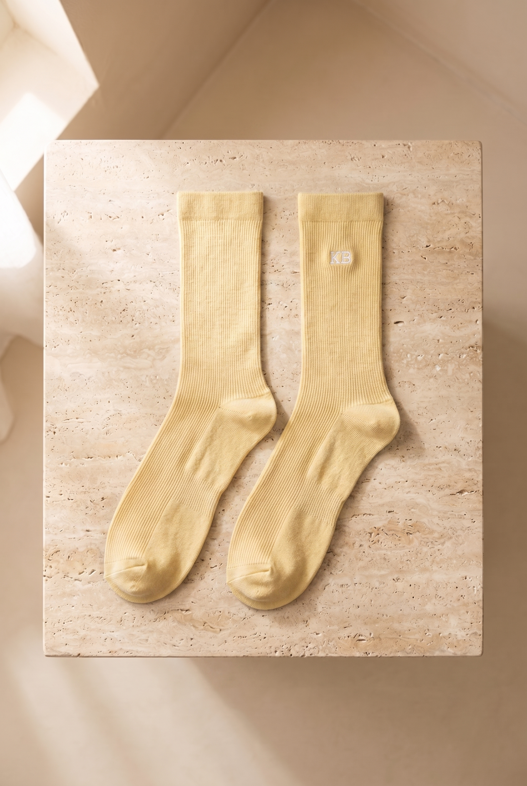 Unisex K&B Nakışlı Soket Çorap Sarı