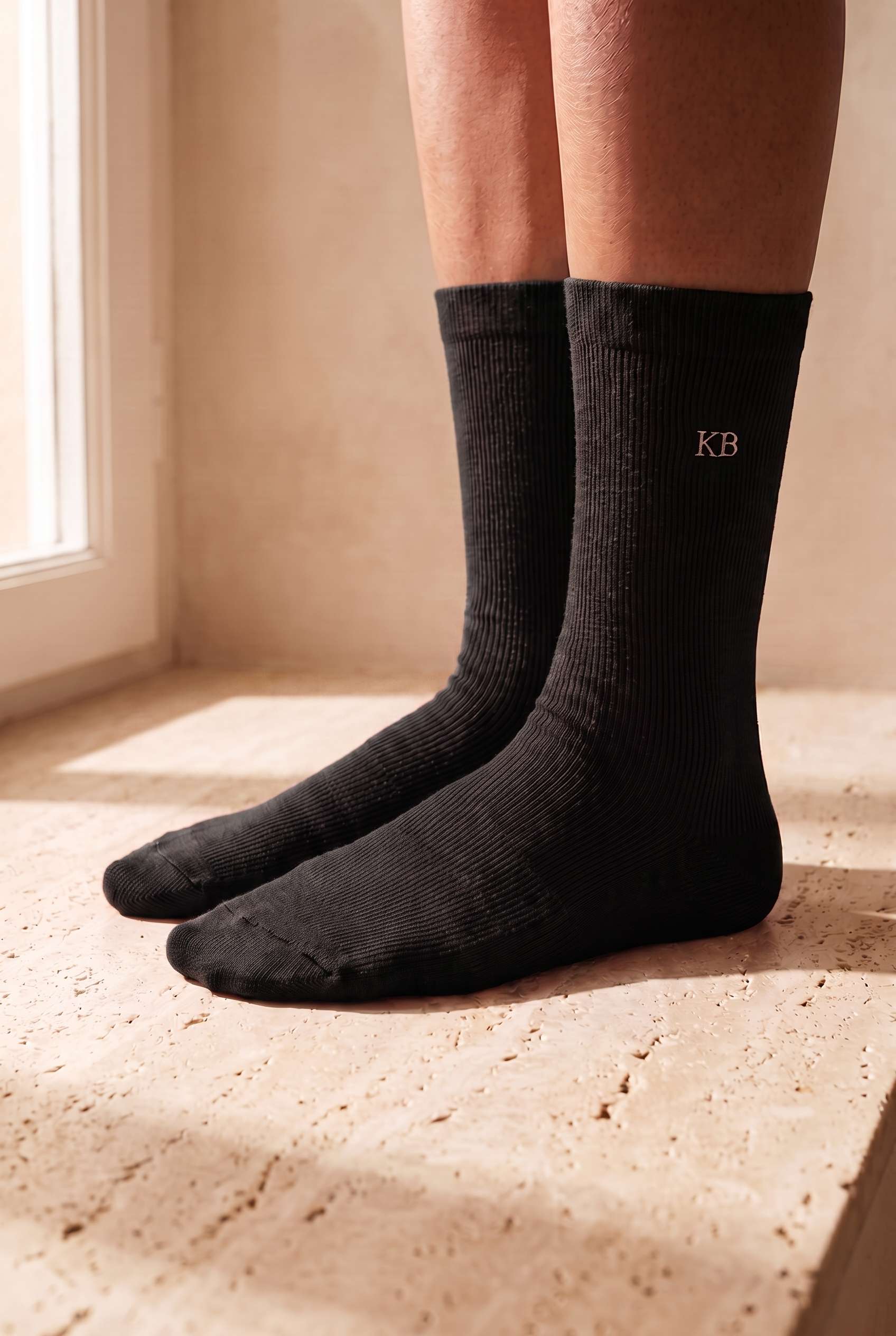 Unisex K&B Nakışlı Soket Çorap Siyah